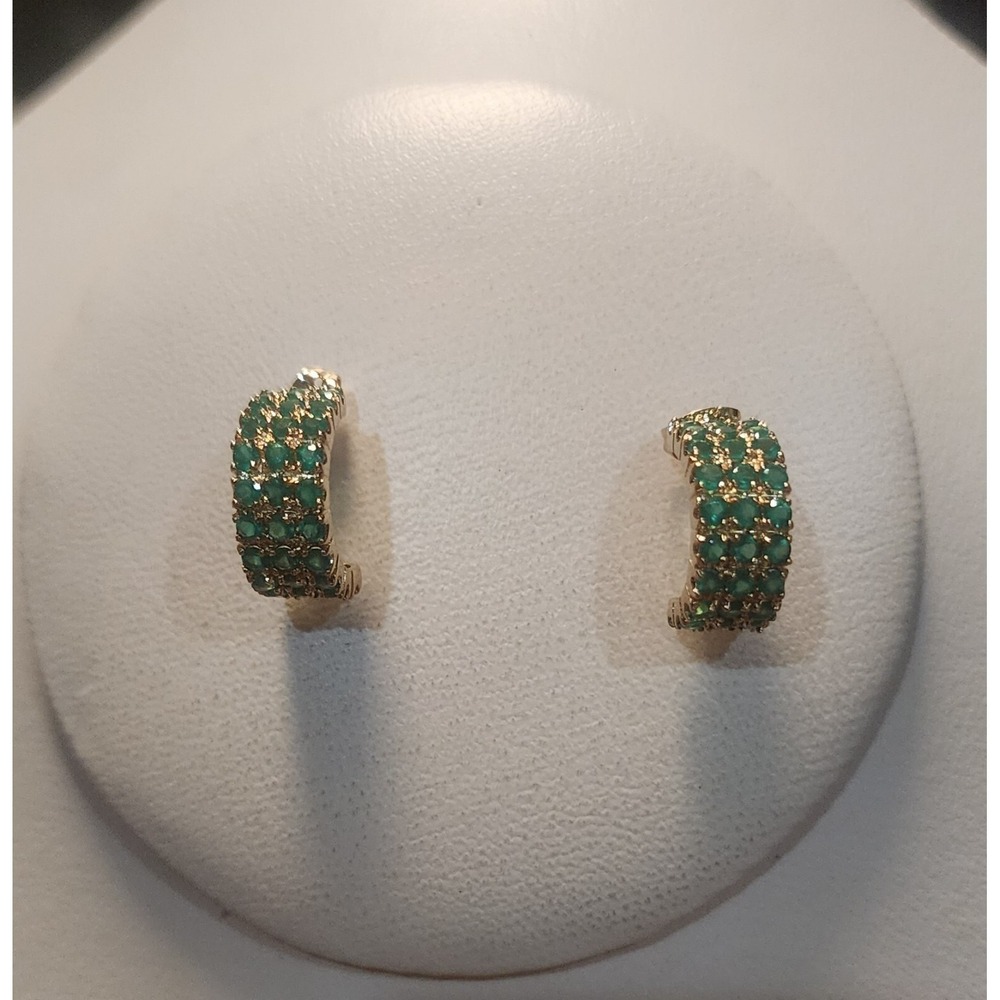 18k GP Gold 2.52 CT Green Agate‎ Earrings